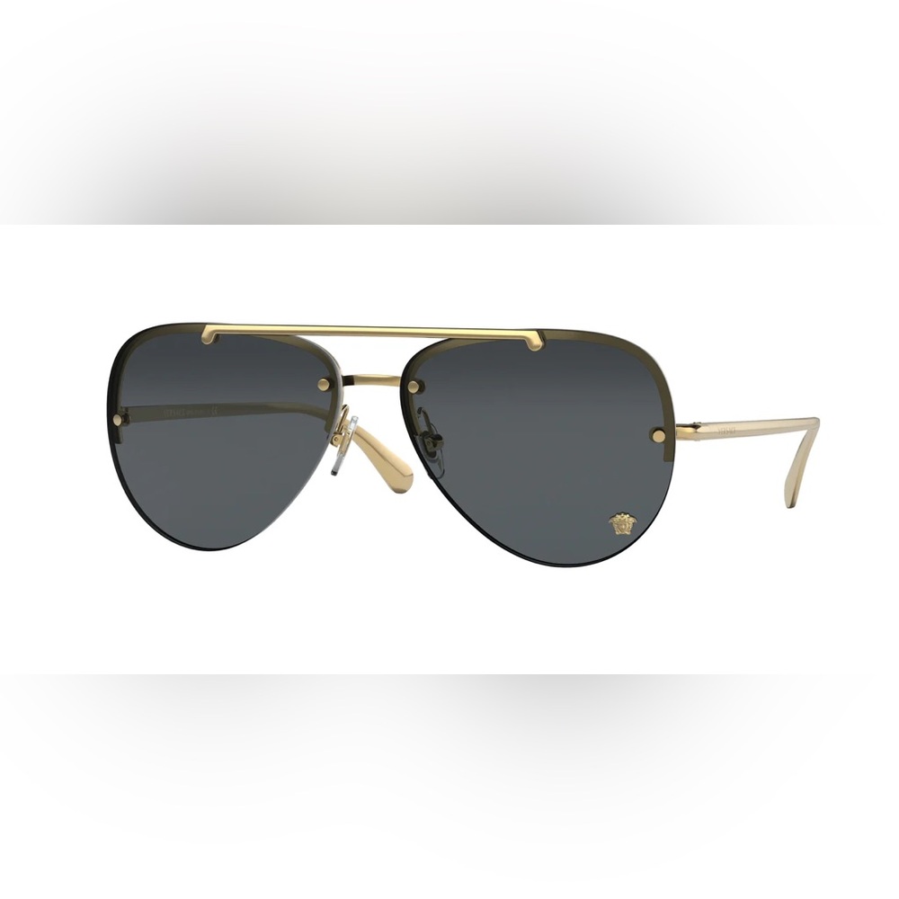 Versace Gold and Black Aviator Sunglasses